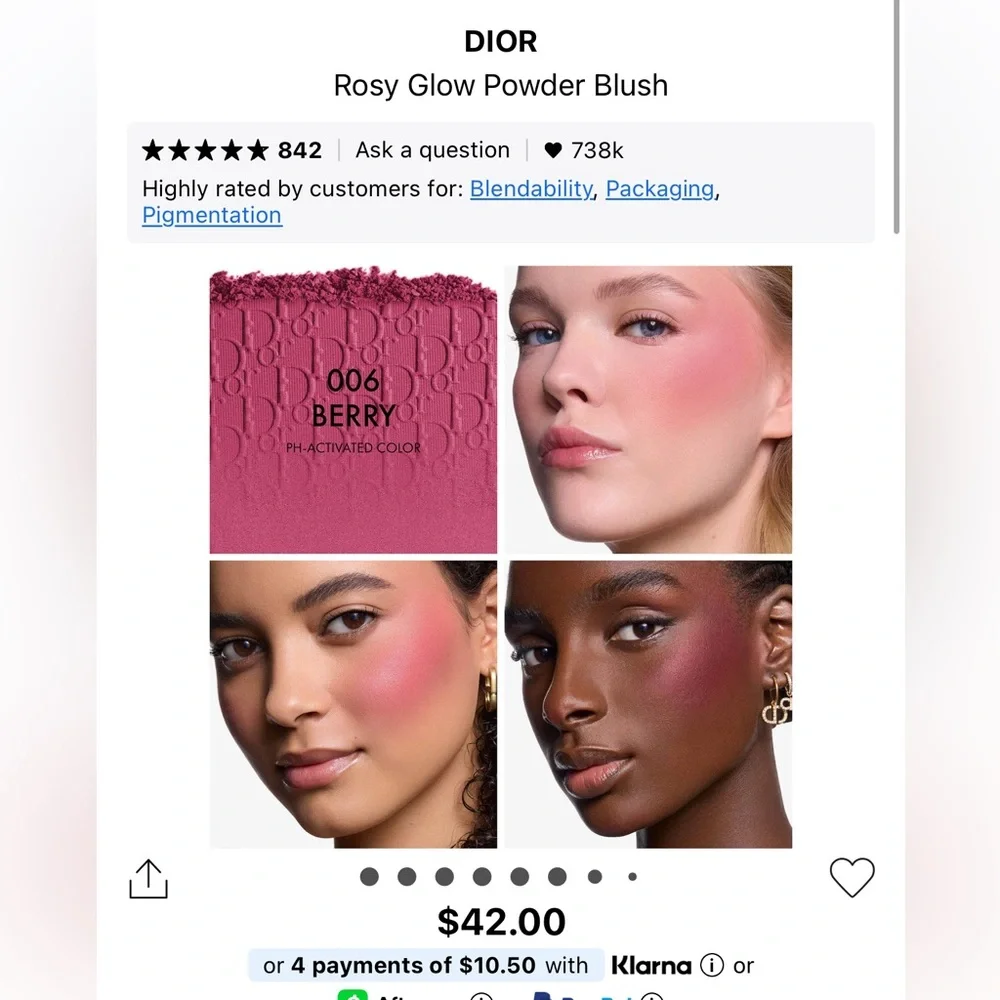 NIB Dior Backstage Rosy Glow Blush in Shade 006 Berry